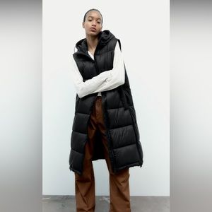 Zara water repellent puffer vest long